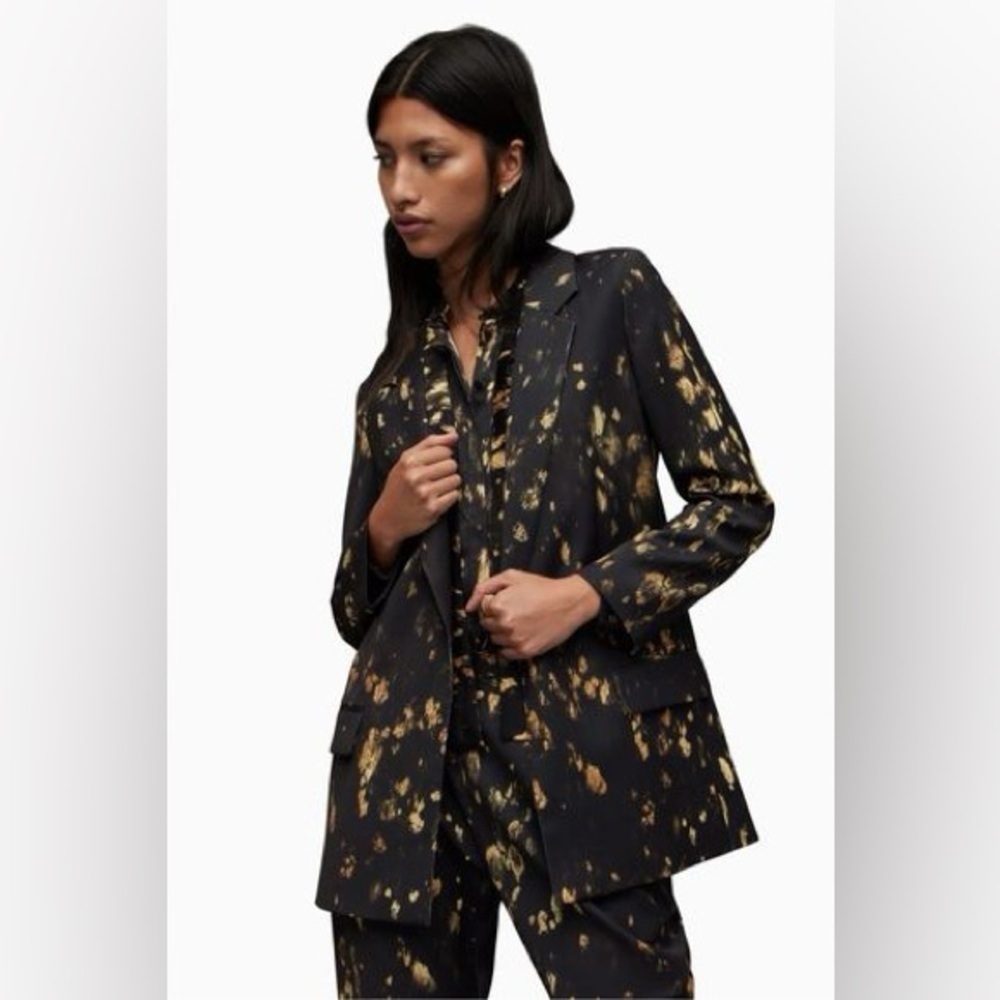 AllSaints Aleida Ronnie printed blazer in black